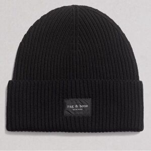 RAG AND BONE MEN’S BLAKE RIB KNIT WOOL BEANIE BLACK OS NWOT